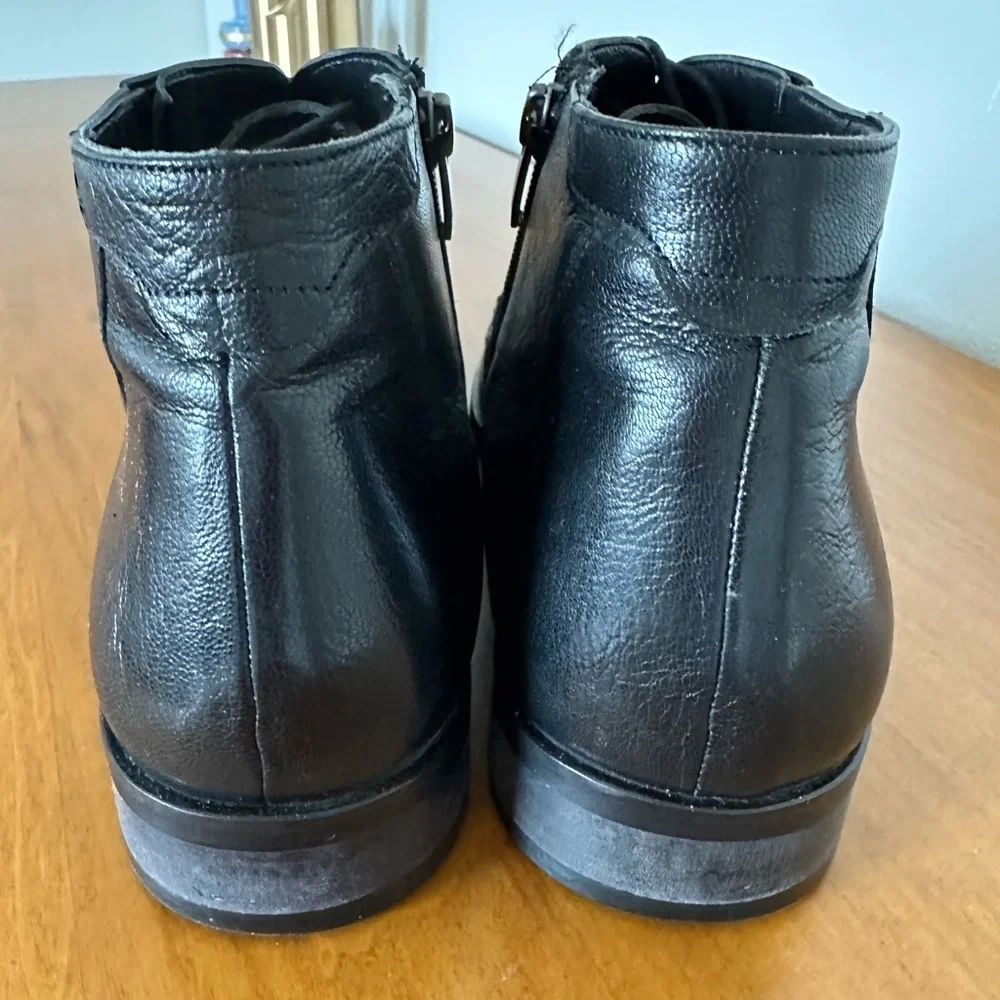 mario muzi Black Leather Ankle Men's boots EU 42 US 9,5-10.
